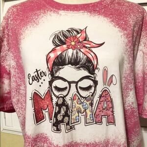 EASTER MAMA Hand Bleach Dyed Handmade Graphic Tee